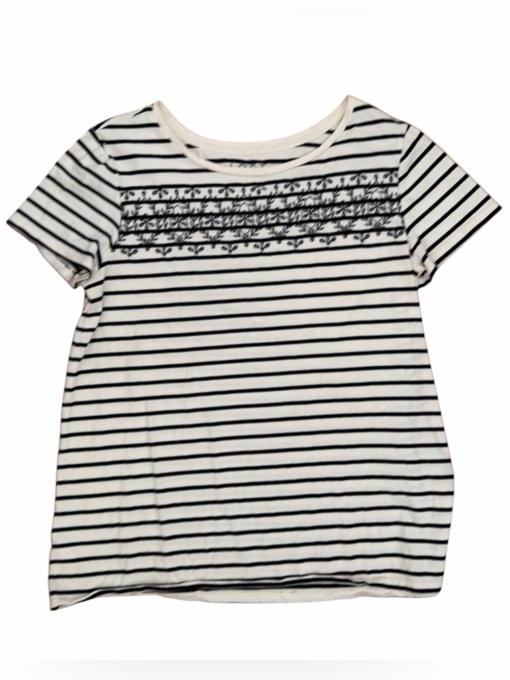 Loft Striped Black/white Short Sleeved T-shirt Women Size M